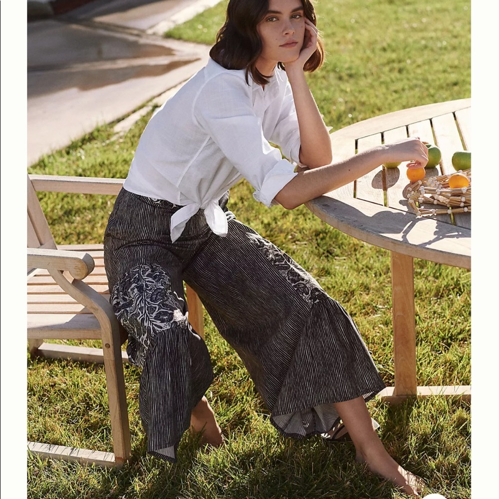 Anthropologie Pilcro Oceana Wide-Leg Bloomingprint Pants